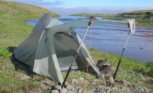 Big Agnes Seedhouse 1 with custom awning